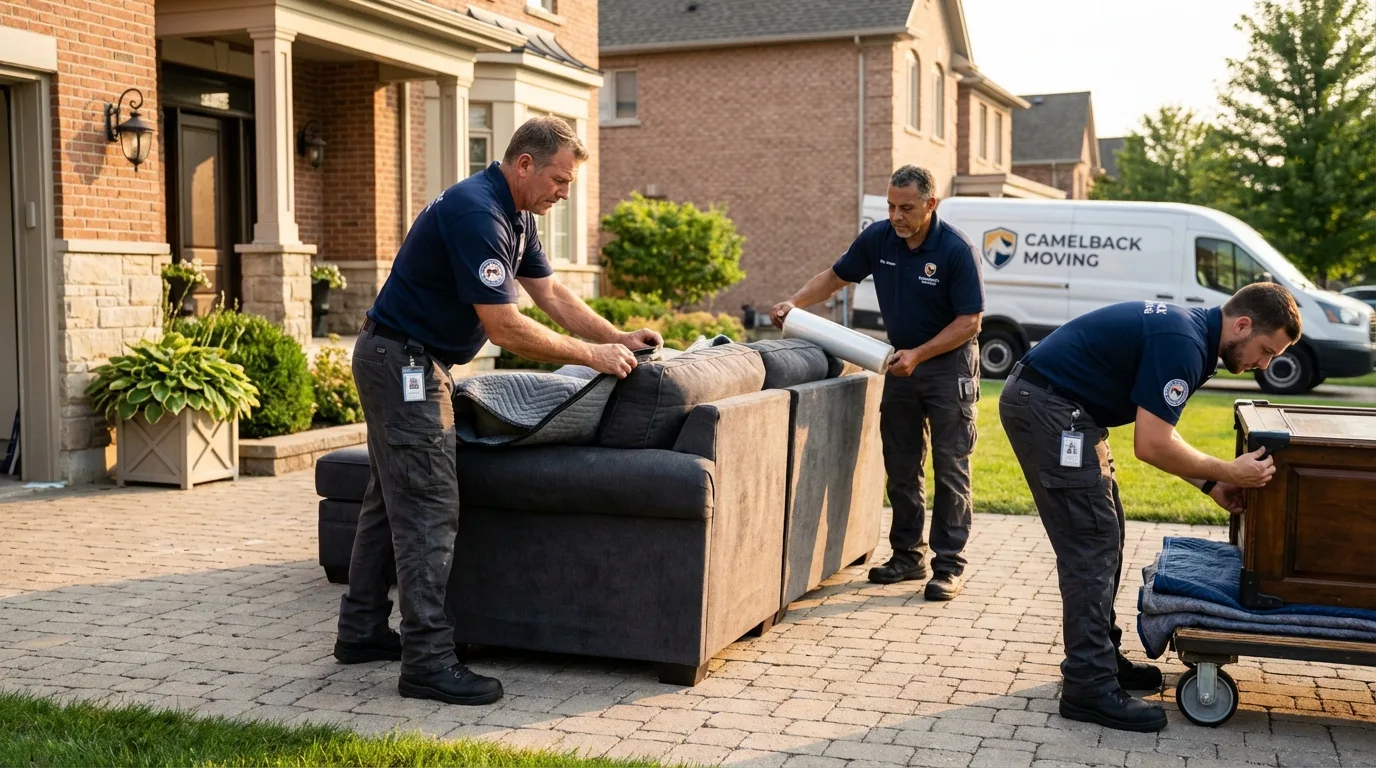 Large estate moving crew wrapping furniture in Johnson City, TX